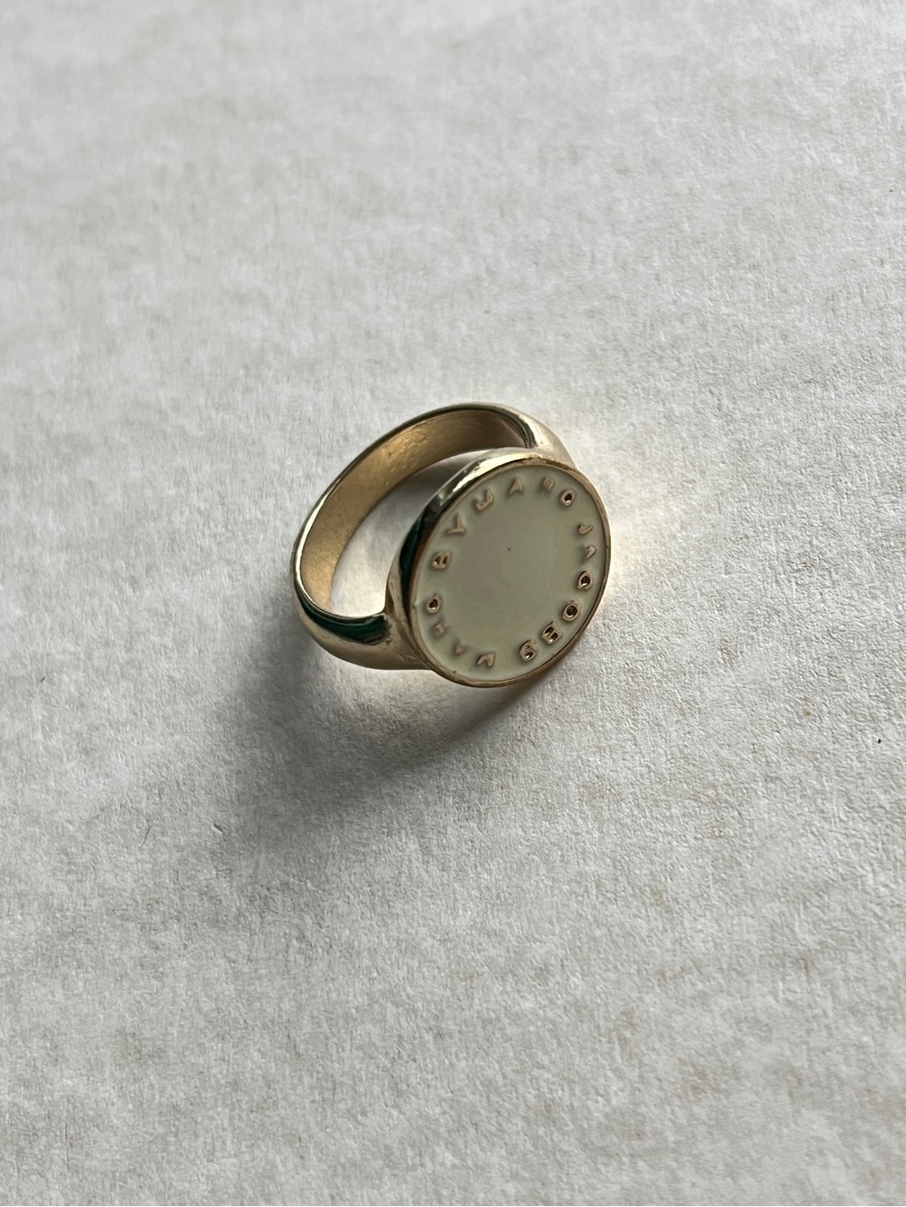 Marc Jacobs Gold-Tone Ring with White Enamel Disc